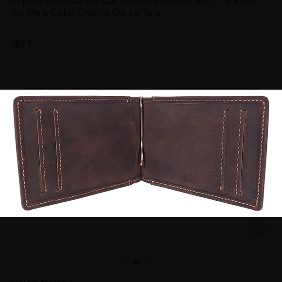 Dark Brown Leather Money Clip - Picture 4 of 5